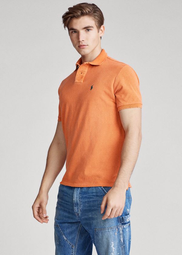 Polos Polo Ralph Lauren Hombre Naranjas - Custom Slim Distressed - WOBNU3186